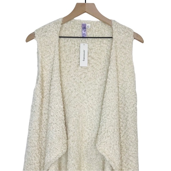 New! Francesca’s Alya Soft Sherpa Faux Fur Teddy Fuzzy Waterfall Sweater Vest - Picture 4 of 12
